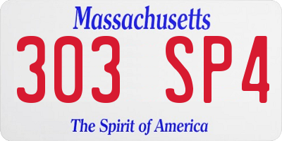 MA license plate 303SP4