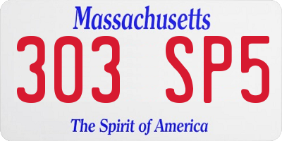 MA license plate 303SP5