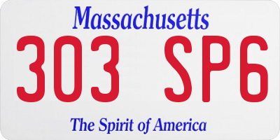 MA license plate 303SP6
