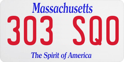 MA license plate 303SQ0