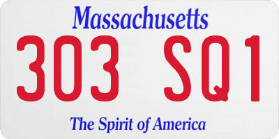 MA license plate 303SQ1