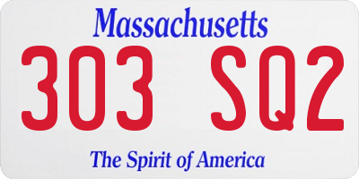 MA license plate 303SQ2