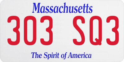 MA license plate 303SQ3