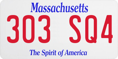 MA license plate 303SQ4