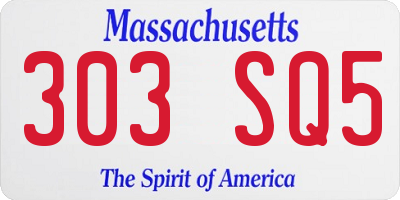 MA license plate 303SQ5