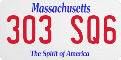 MA license plate 303SQ6