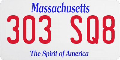 MA license plate 303SQ8
