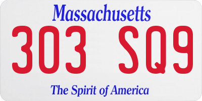 MA license plate 303SQ9