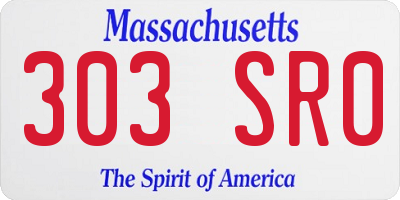 MA license plate 303SR0