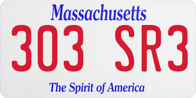 MA license plate 303SR3