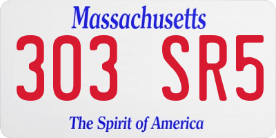 MA license plate 303SR5