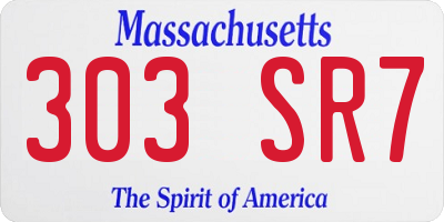MA license plate 303SR7