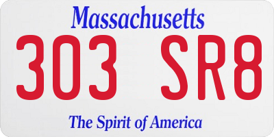 MA license plate 303SR8