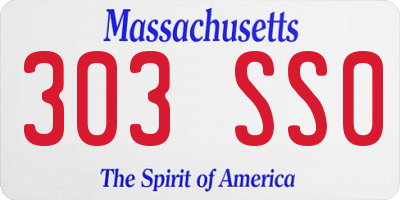 MA license plate 303SS0