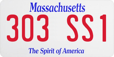 MA license plate 303SS1