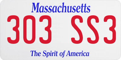 MA license plate 303SS3