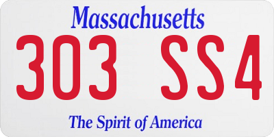 MA license plate 303SS4