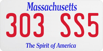 MA license plate 303SS5