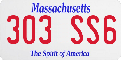 MA license plate 303SS6