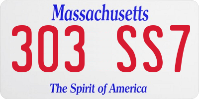 MA license plate 303SS7