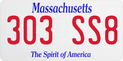 MA license plate 303SS8