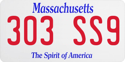 MA license plate 303SS9