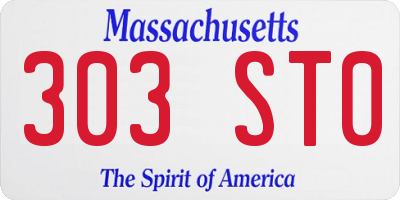 MA license plate 303ST0