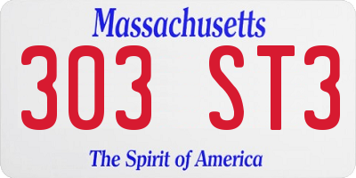 MA license plate 303ST3