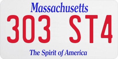 MA license plate 303ST4