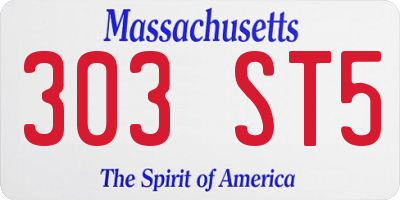 MA license plate 303ST5