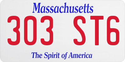 MA license plate 303ST6
