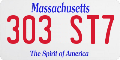 MA license plate 303ST7