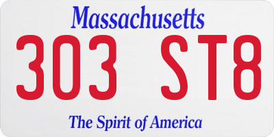 MA license plate 303ST8