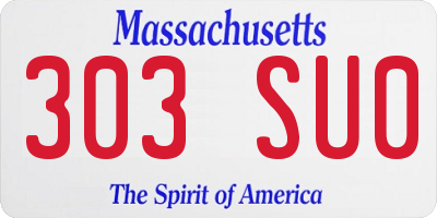 MA license plate 303SU0