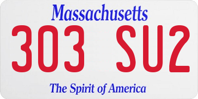 MA license plate 303SU2