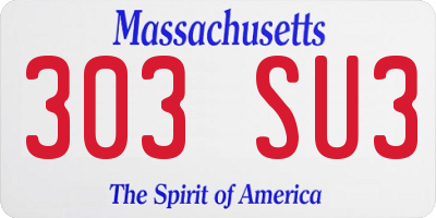 MA license plate 303SU3