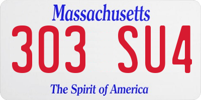 MA license plate 303SU4