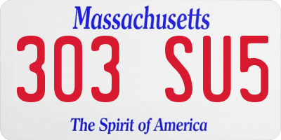 MA license plate 303SU5