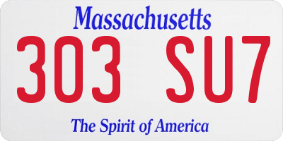 MA license plate 303SU7
