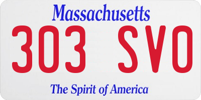MA license plate 303SV0
