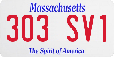 MA license plate 303SV1