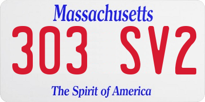 MA license plate 303SV2