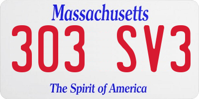 MA license plate 303SV3