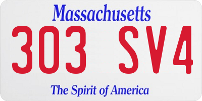 MA license plate 303SV4