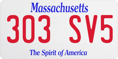MA license plate 303SV5