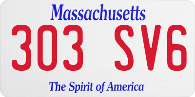 MA license plate 303SV6