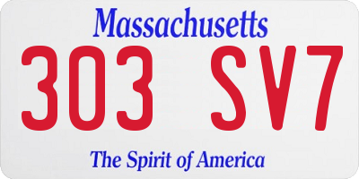 MA license plate 303SV7