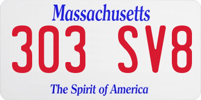 MA license plate 303SV8