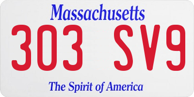 MA license plate 303SV9