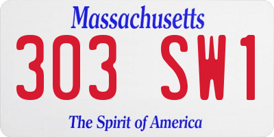 MA license plate 303SW1